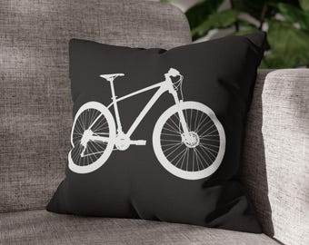 Mountain Bike Throw Pillow Cover – Charcoal Grey, Modern Home Decor