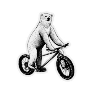 Polar Bear Riding a Fat Bike Kiss-Cut Stickers