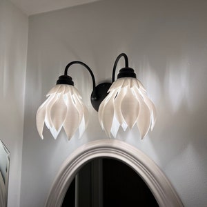 Leaf Flower 2-light Bathroom Vanity Fixture by Photon Reef 3D Print Studio