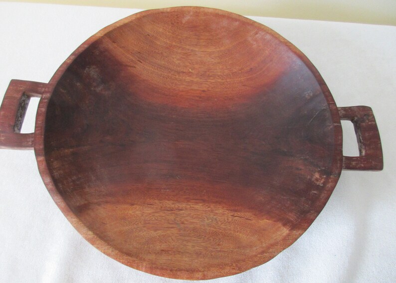 Country Cottage Beachy Chef Kitchen Bowl. Rustic Vtg Primitive Handcarved Wood Dough Bowl Cabin