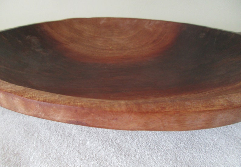Country Cottage Beachy Chef Kitchen Bowl. Rustic Vtg Primitive Handcarved Wood Dough Bowl Cabin