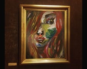 painted face home decor. Impressionist Art, Art Print, home decor, red hair painting. girl painting home decor, face painting,