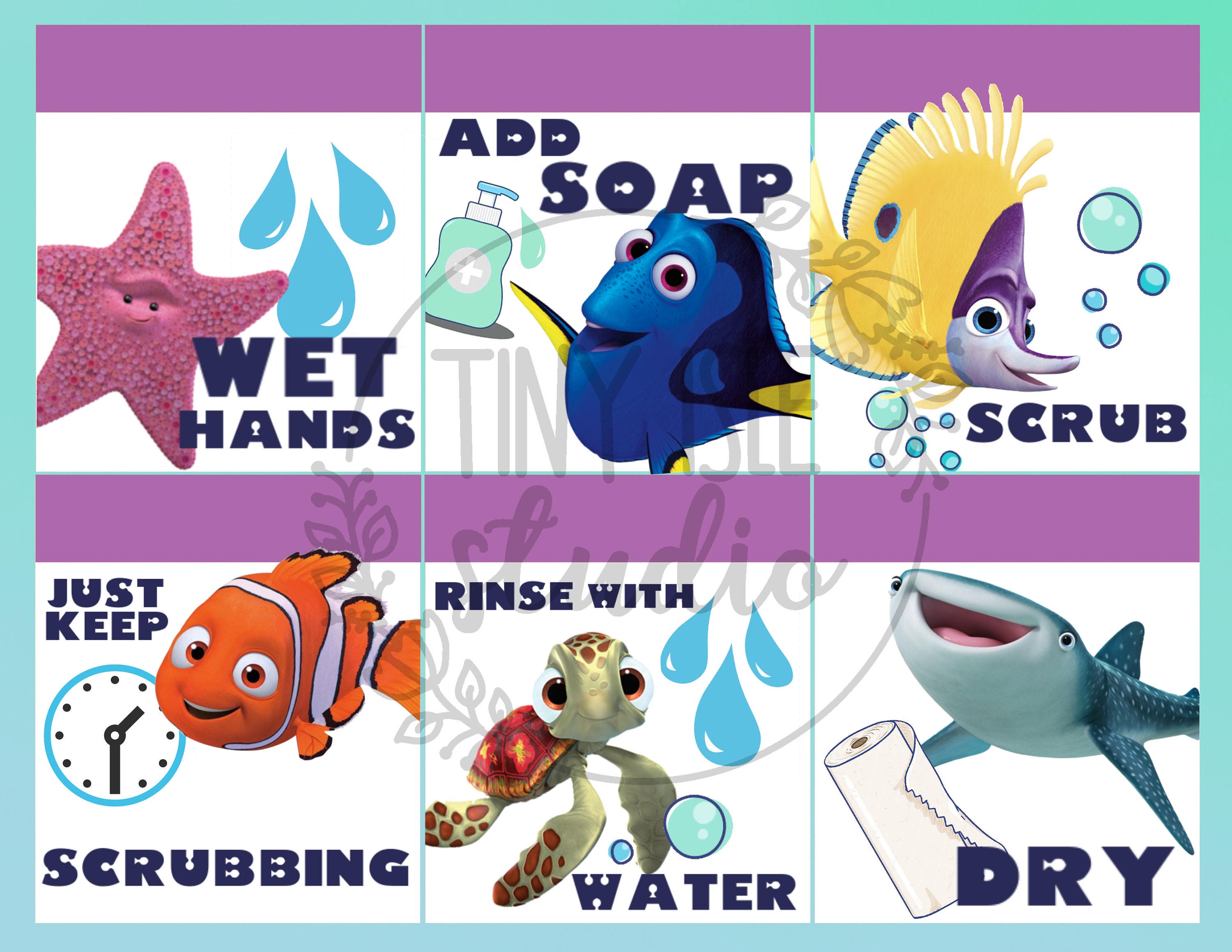 Nemo Hand Washing Poster printable PDF File Etsy