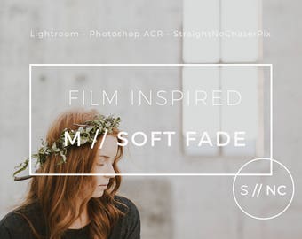Soft Fade Lightroom Desktop Preset: light and airy vintage filmic filter  for portraits, weddings, editorials