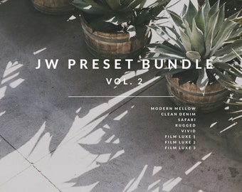 JW Lightroom Preset Bundle Vol. 2 / Modern Mellow, Clean Denim, Safari, Rugged, Vivid, Film Luxe 1/2/3