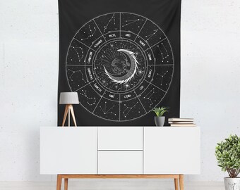 Zodiac Constellations Tapestry, Celestial Wall Decor for Dorms, Bedrooms, and Gift for Astrology Enthusiasts