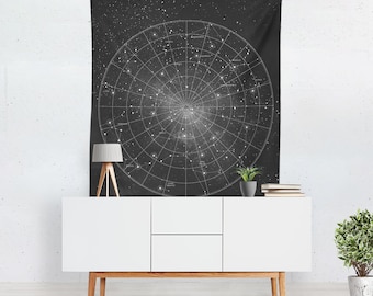 Constellation Wall Tapestry, Star Map, Celestial Wall Art