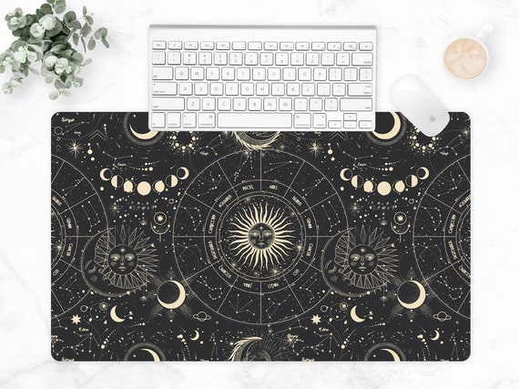 Celestial Extra Large Desk Mat, Keyboard Mat, Astrology Workspace, Zodiac Desk, Tech Accessories, Large Gaming Mouse Pad, Multi-Size