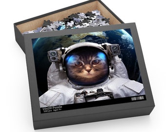 Cat Astronaut Puzzle | Space Jigsaw Puzzles For Adults | Astronomy Gifts | 500 Piece Puzzle | 252 Piece Puzzle | 120 Piece Puzzle