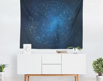 Constellation Map Wall Tapestry, Celestial Star Map, Astronomy Decor