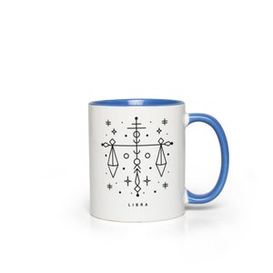 Libra Zodiac Mug, Astrological Sign Mug, Astrology Gift Blue Accent