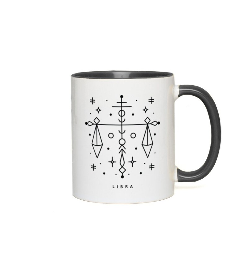 Libra Zodiac Mug, Astrological Sign Mug, Astrology Gift Black Accent