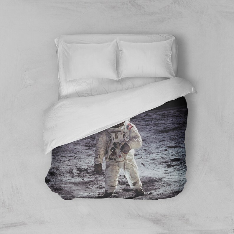 Moon Duvet Cover, Moon Bedding Cover, Outer Space Bedroom Decor, Home Decor, King, Queen, Full image 1