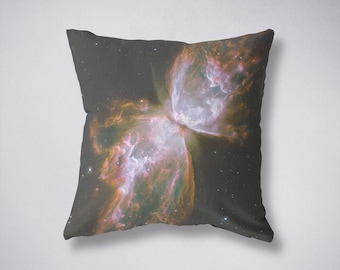 Nebula Pillow Cover, Butterfly Galaxy Design, Celestial Decor