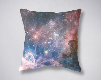 Galaxy Print Pillow Cover, Space Decor Cushion