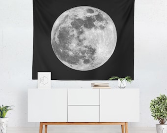 Full Moon Wall Tapestry, Wall Hanging, Moon Wall Art, Large Photo Wall Art, Modern Tapestry, Home Decor