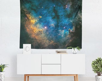 Nebula Stars Space Tapestry, Modern Wall Art