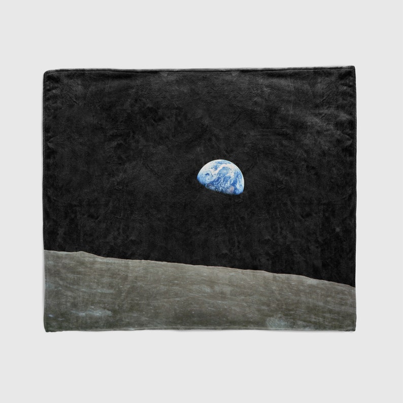 Moon Moon Fleece Throw Blanket Outer Space Decor Earthrise Earth Home Decor