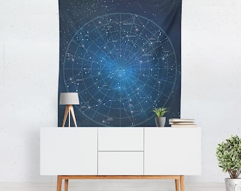 Constellation Map Wall Tapestry, Celestial Wall Art