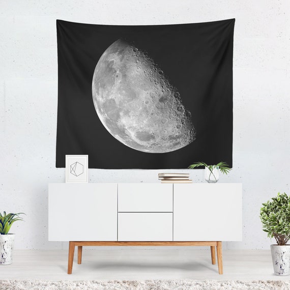 Moon Tapestry, Large Lunar Wall Hanging, Outer Space Decor