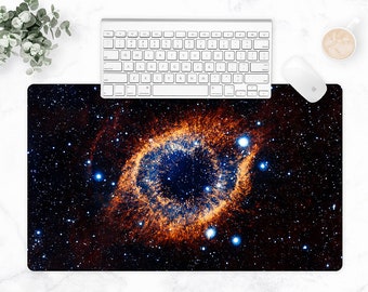 Extra Large Desk Pad, Long Mousepad, Space Mouse pad, Gaming XXL Desk Mat, Laptop Mat, Helix Nebula, Galaxy Desk Accessories, New Job Gift