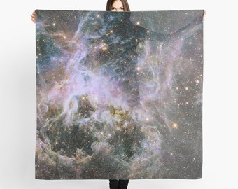Beautiful Nebula Scarf | Decorative Square Scarf | Sheer Scarf | Chiffon Fabric | Space Scarves | Womens Scarves | Birthday Gift