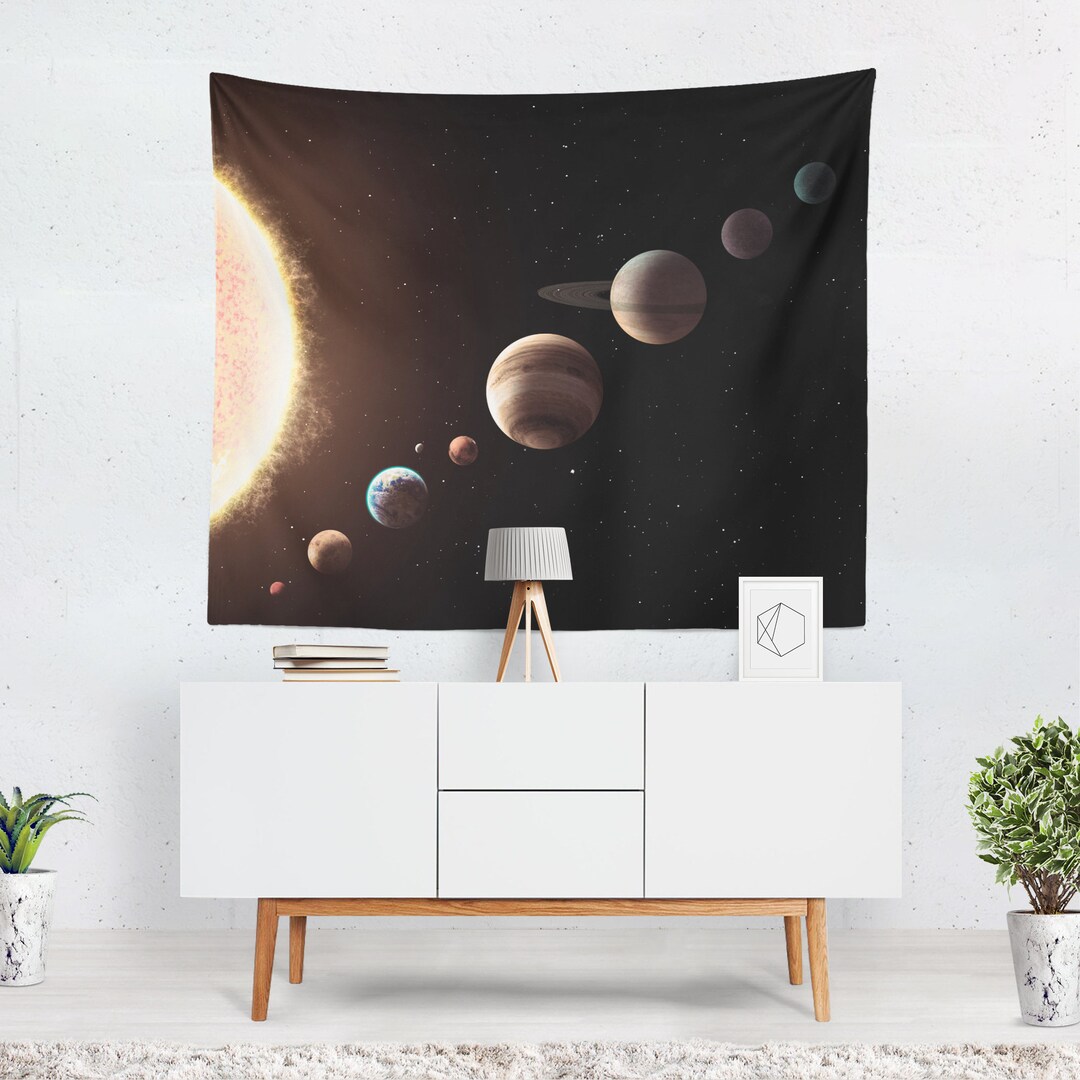 Solar System Tapestry, Planets and Stars Polyester Wall Hanging - Etsy