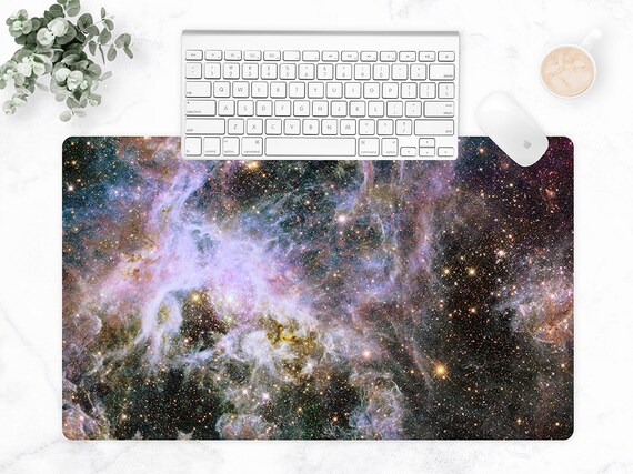 Desk Mat Galaxy, Computer Desk Pad, Space Mouse pad, Gaming Mousepad, Desk Decorations, Cubicle Decor, Stitched and Flat Edge