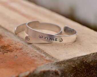 Peace bracelet / Custom bracelet / Personalized bracelet / Cuff bracelet / Hand stamped metal bracelet / Customize it / Personalized jewelry