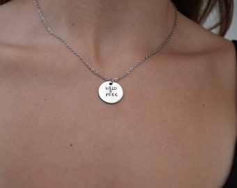 Collana con disco stampato a mano / Data speciale con incisione / Collana con moneta personalizzata per coppie / Ciondolo circolare in acciaio inossidabile / Disco personalizzato