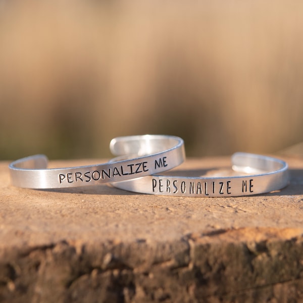 Bracciale stampato a mano / braccialetto personalizzato / braccialetto personalizzato / braccialetti / regalo per lei / regalo per lui / braccialetto di metallo / personalizzato