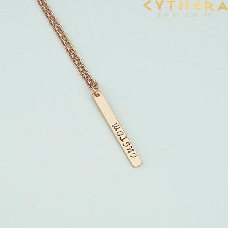 Personalized Necklace With Kids Names / Vertical Bar Necklace Gold, Engraved Vertical Bar Necklace With Multiple Names / Mother Day Gift image 3