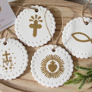 Décorations de Noël chrétiennes artisanales 4 pièces