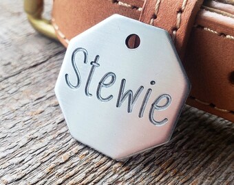 Deep Engraved Stainless Steel Octagon Dog Tag, Lifetime Warranty
