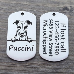 Médaillons lévriers pour chiens • Porte-clés lévriers • Médaillons spécifiques à une race • Médaillon d'identification en acier inoxydable • Double face • Cadeau lévrier