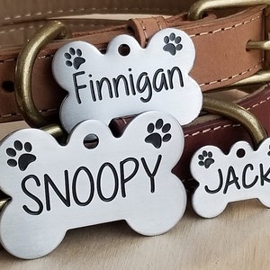 Pet Tags, Dog ID Tag, Lifetime Warranty, Deep Engraved, Custom Pet ID Tag, 3 sizes Double Sided, ID Puppy Tag
