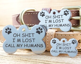 Personalized Stainless Pet ID Tag, Dog Tag for  Lost pets, Charm Engraved Both Sides, 3 Sizes, ID Tags, Dog Tag, Puppy Tag, Funny Pet Tag