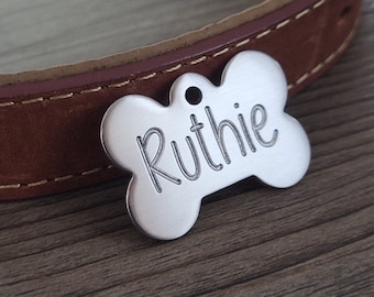 Lifetime Warranty Dog Tag Personalized Bone Pet Dog Tags Deep Engraved Double Sided, Stainless Steel Custom Dog Tag Puppy Tag Pet Tag