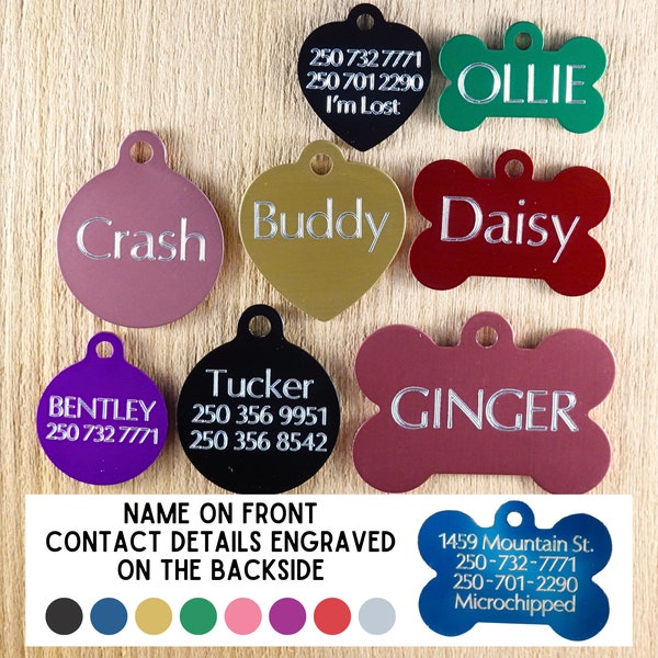 Dog Tags Pet ID Tags Personalized Dog Tag Custom ID Tag for Dogs Bone Heart & Circle Shape Engraved Dog Tags for your Pets Custom Tags