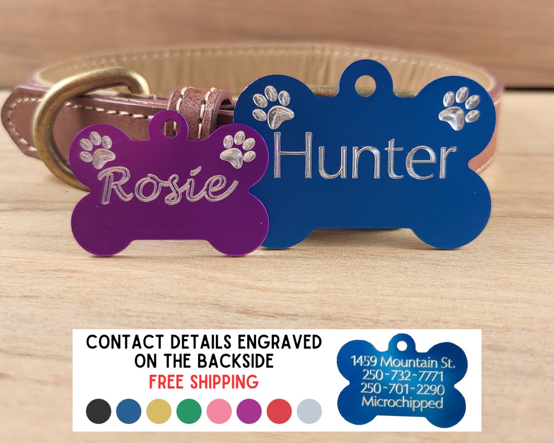 Dog Bone Pet Tags Custom Pet ID Tag Custom ID Charm Puppy Tags Double