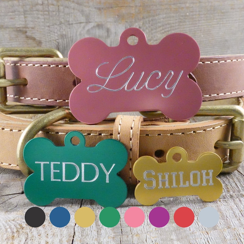 Pet Tag Dog Bone Cat Pet Tags Charm Tag Custom ID Free Deep Etsy Canada