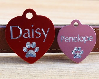 Heart Shaped Dog Tag Engraved Pet Tag 8 colors 2 Sizes Custom ID Dog Tag, Personalized Pet Tag Pet Tags Cat Tag Puppy Tag