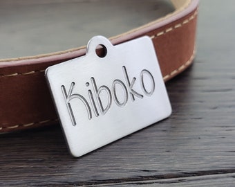 Engraved in Canada • Stainless Steel Lifetime Warranty • Rectangle Dog Pet Tags • Deep Engraved