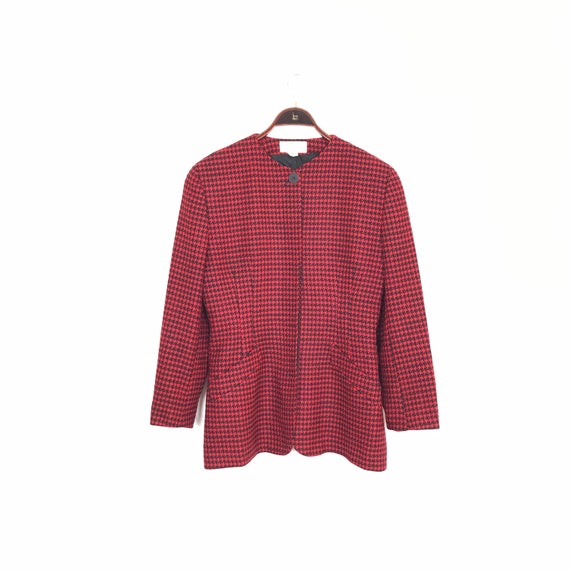 Vintage CHRISTIAN DIOR 80s Jacket Red Black Check