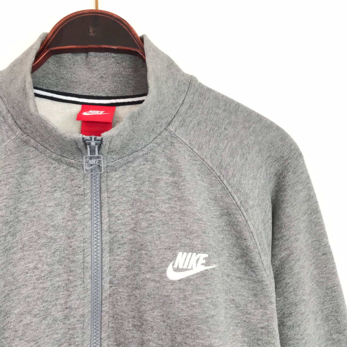 1990s Vintage Nike Sweatshirt Marl Grey White Tick Full Zip | Etsy