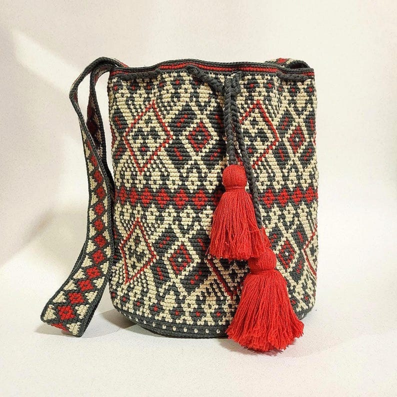 Vegan Crochet Crossbody Bag, Ukrainian Folk Art, Recycled Cotton image 5