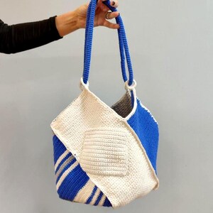 Crochet Recycled Yarn Tote Bag: Reversible Oversized Market Purse image 7