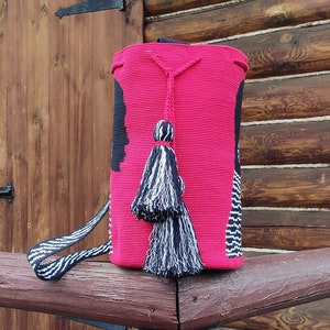 Red Crochet Bucket Bag: African Tribe Boho Tote, Recycled Cotton image 6