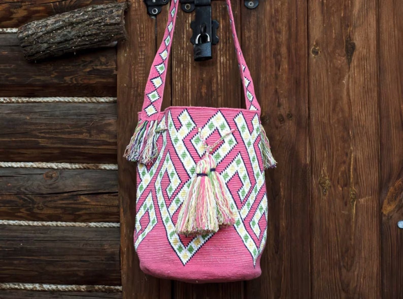 Pink Bucket Bag Hippie Crossbody Bag Mochila Bag Large Round Etsy