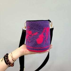 Small Crochet Crossbody Bag: Recycled Cotton Boho Purse image 1
